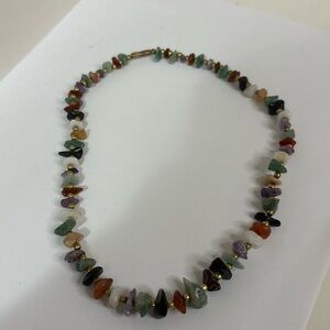 Handmade Multicolor Gemstone Chip Necklace | Boho Natural Stone Jewelry